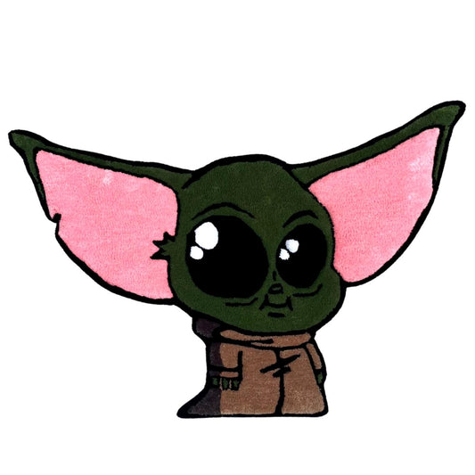 Handmade tufted rug with baby yoda design by Luumie